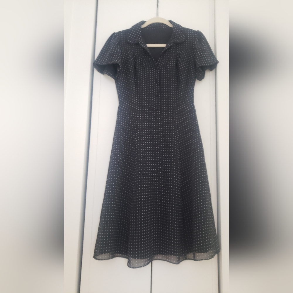 Classic Black Polka Dot Short Sleeve Dress